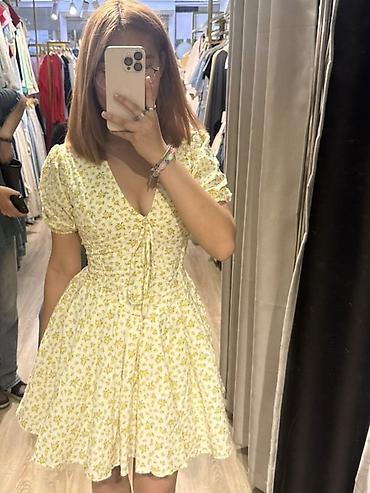 лоферы zara: Повседневное платье, Лето, Короткая модель, Хлопок, S, M — 1