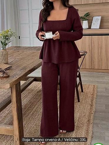 teme glave: Dvoset – bluza i pantalone, boja: tamno crveno-A, veličina: 3XL - — 3