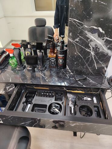 Salon, tibbi mebel dəsti: Peşəkar bərbər-layihəsi üçün tam avadanlıq dəsti - Bərbər iş stolu və — 6