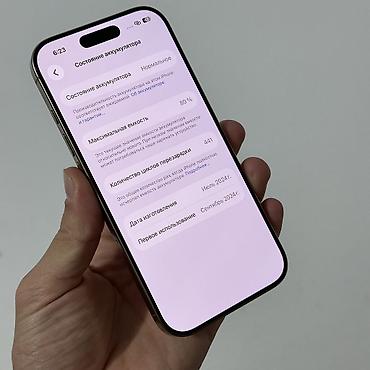 intel i5: IPhone 16 Pro, Б/у, 256 ГБ, Desert Titanium, Зарядное устройство, 81 % — 6