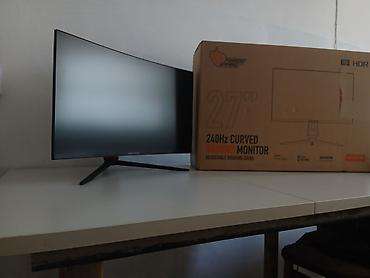 laptop stand: ​"Yeni Prodo 27" 240Hz Curved Gaming Monitor – Qutuda, İstifadə — 1