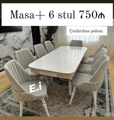 *Masa dəsti / Masa 6 stul* ✔️Rəng seçimi var ✔️Masa MDF Maşın boyası