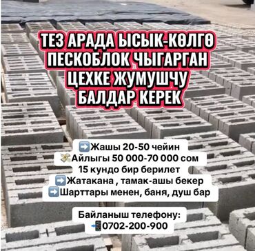 Другие специальности: ТЕЗ АРАДА ЫСЫК-КӨЛГӨ ПЕСКОБЛОК ЧЫГАРГАН ЦЕХКЕ ЖУМУШЧУ БАЛДАР КЕРЕК at lalafo.kg Другие специальности: ТЕЗ АРАДА ЫСЫК-КӨЛГӨ ПЕСКОБЛОК ЧЫГАРГАН ЦЕХКЕ ЖУМУШЧУ БАЛДАР КЕРЕК