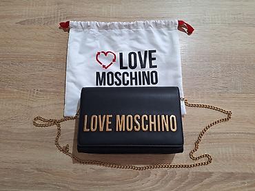 Torbe: Love Moschino crna original torbica s lančićem Prelepa crna elegantna — 9