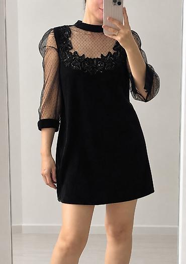 zar: Черное мини‑платье Zara с полупрозрачным верхом в отличном состоянии — 2