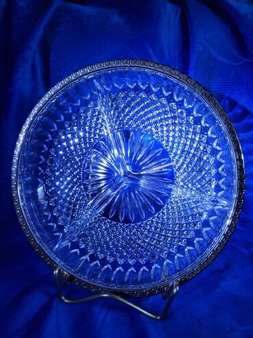 Kuhinjski setovi: Tanjir nov kristal,led kristalrucni rad sa posrebrenjem. 70te — 4