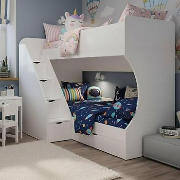 bunk bed: Двухъярусная детская кровать, Новый, ЛДСП, цвет - Белый — 3