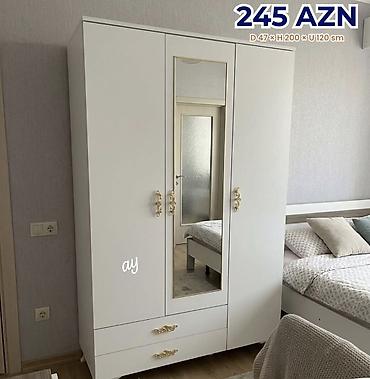 boy guzgulər: Ağ rəngli 3 qapılı geyim dolabı - Ölçülər: dərinlik 47 sm × hündürlük — 1