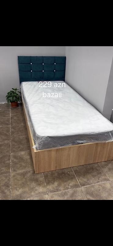 ucuz tek kravatlar: Bazalı tək nəfərlik çarpayı - Başlıq: yumşaq toxumalı, düyməli — 1