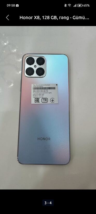 купить кнопочный телефон в баку: Honor X8, 128 ГБ