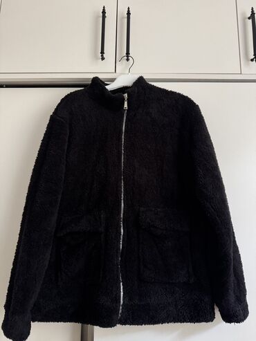 jaketlər instagram: Qara rəngli qadın/kişi teddy-fleece jaket - Yumşaq, tüklü