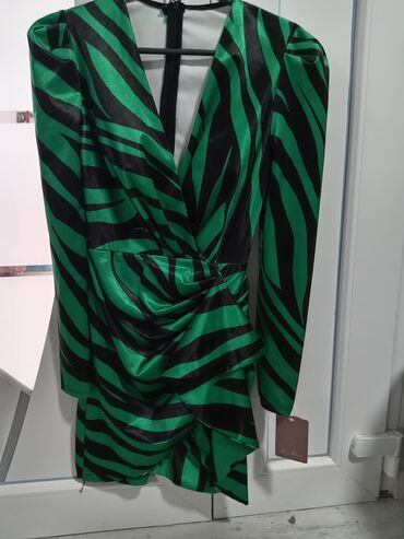 svilena haljina na bretele: S (EU 36), color - Green, Other style, Long sleeves