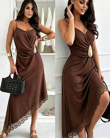 ugg bor: Elegantna midi haljina na tanke bretele – Emi Moda, Made in Italy. - — 3