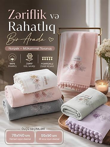 Dəsmallar: Nurpak dəsmallar – Zəriflik və rahatlıq bir arada - Material: 100% — 1