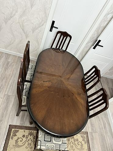 skamya sekilleri: Yemək otağı dəsti – oval masa və 6 ədəd stul - Material: massiv ağac — 6