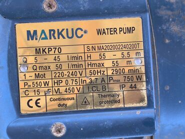 Qaşıqlar: MARKUC MKP70 su nasosu, qara rəngli korpusu ilə dayanıqlı bir