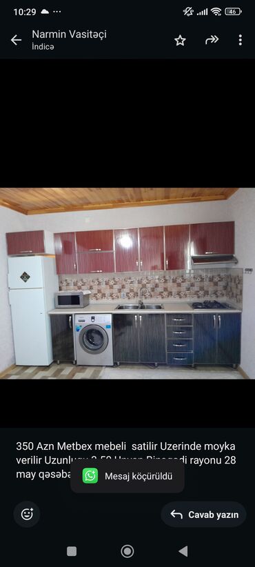 Rəflər: 350 Azn Metbex mebeli satilir Uzerinde moyka verilir Uzunlugu 3.50