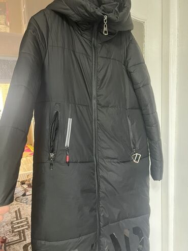 джинсы подростковые: Пуховик, Длинная модель, С капюшоном, L