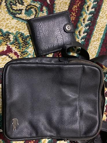 Барсетки: Барсетка, Uniqlo, Материал: Натуральная кожа, Регулируемый ремень, Разделенные отделения, Новый — 8