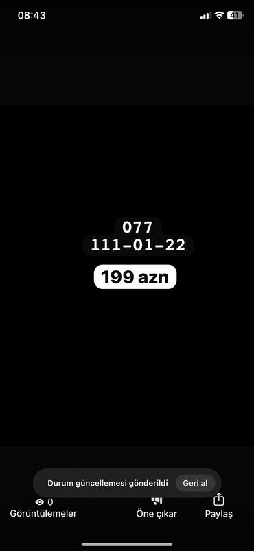 vip nomreler: Номер: ( 077 ) ( 1110122 )