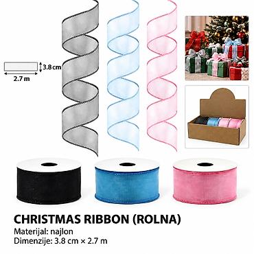 KMT Božićna ukrasna traka od fine mreže, crna/plava/roze 2901478 -