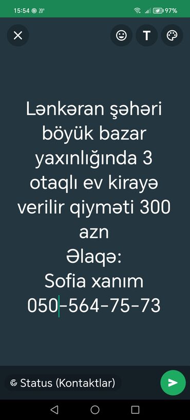 masazırda kirayə ev: 120 kv. m, 3 otaqlı