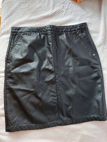 kožna suknja kombinacije: L (EU 40), Mini, bоја - Crna