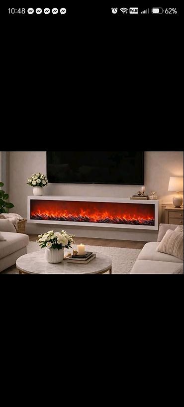 **Električni dekorativni kamin za zid / TV komodu** Moderan