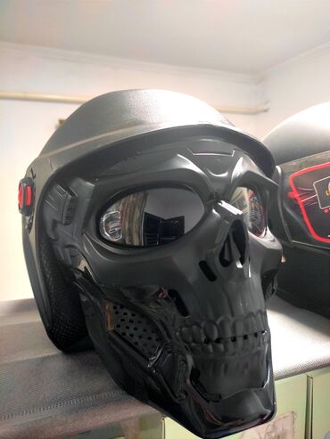 каска мото: Шлем с маской в форме черепа Для скутера, мото, велосипеда, самоката
