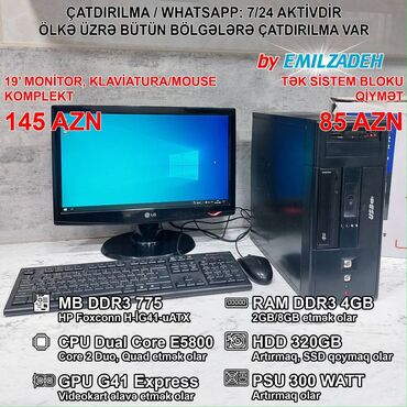 Masaüstü kompüterlər və iş stansiyaları: Masaüstü Kompüter "G41 DDR3/Dual Core E5800 3,20Ghz/4GB Ram/320GB HDD"