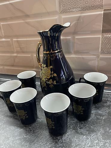 icki: Porcelan süfrə dəsti – qrafa və 6 fincan - Material: yüksək — 3