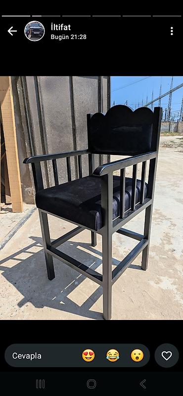 metbex ucun krantlar: Yüksək oturacaq – taxta karkaslı, qollu - Material: bərk ağac karkas — 3