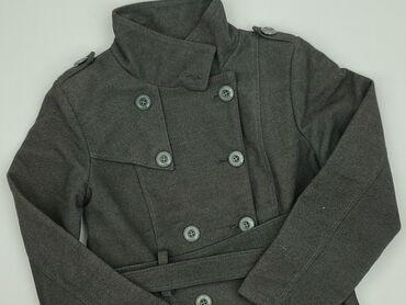 woskowane spodnie z wysokim stanem h m: Męski płaszcz/trencz dwurzędowy - Kolor: ciemnoszary (grafit) -