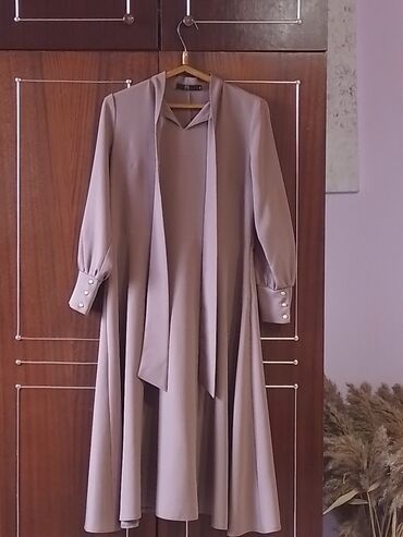 ткань сингапур: Вечернее платье, Средняя модель, Шифон, С рукавами, 4XL (EU 48)