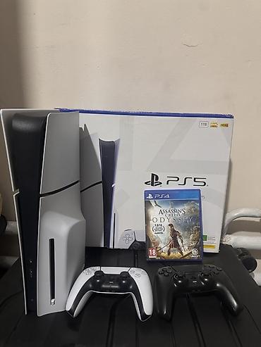 Sony ps 5 slim disc + подписка на год + два джойстика + диск Sony ps at lalafo.kg Sony ps 5 slim disc + подписка на год + два джойстика + диск Sony ps