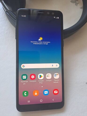 телефон 3000: Samsung Galaxy A8 2018, Б/у, 32 ГБ, цвет - Черный, 2 SIM