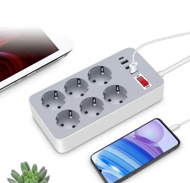 плата на телевизор: Удлинитель-Переноска с 6 розетками, 3 USB Портами и 1 TYPE-C Портом