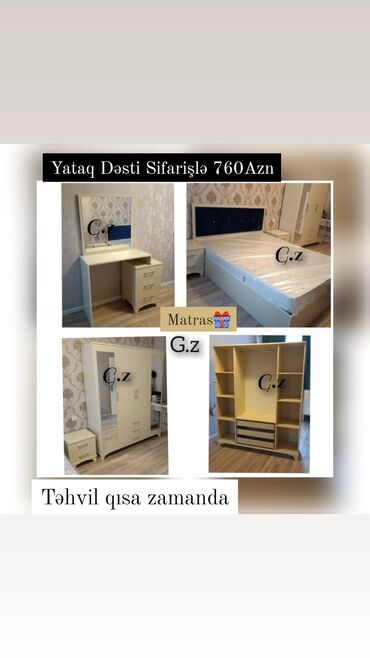 sultan mebel yataq desti: *Yataq Dəsti Sifarişlə 760 Azn*🩵 ✔️ *Material: Rusiya istehsalı