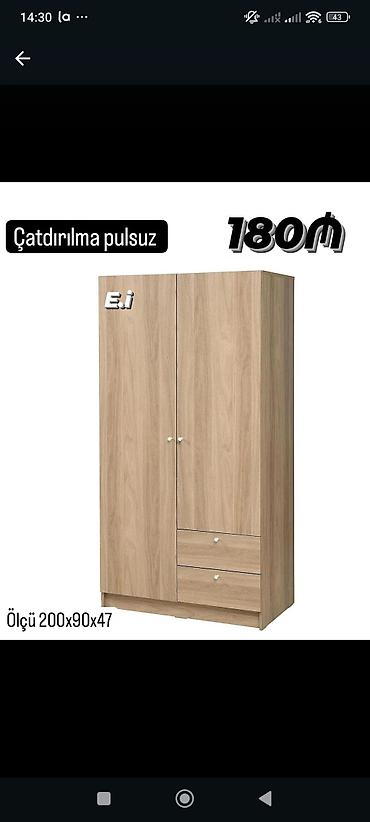 karandaş seti: İki qapılı paltar dolabı - Material: ağac teksturalı laminat - Rəng — 1
