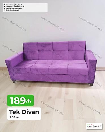 divan ustasi: Tək divan – 200 sm - Rəng: bənövşəyi (rəng seçimi mümkündür) - — 1