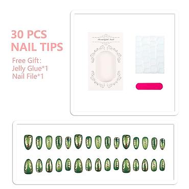 note parfema: Set od 30 tipsova za nokte – zelena nail art kolekcija - 30 komada — 1