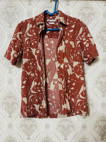 мужские рубашки с высоким воротником: Мужская рубашка, M (EU 38), Zara, Б/у, цвет - Красный, Самовывоз, Платная доставка