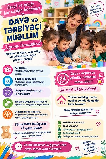 nerimanovda daye: 🌸 ÖVLADINIZ ÜÇÜN ETİBARLI DAYƏ VƏ PEŞƏKAR MÜƏLLİM AXTARIRSINIZ? ❤️ — 1