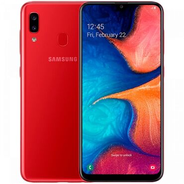 самсунг телефон: Samsung Galaxy A20, Б/у, 32 ГБ, цвет - Красный, 2 SIM