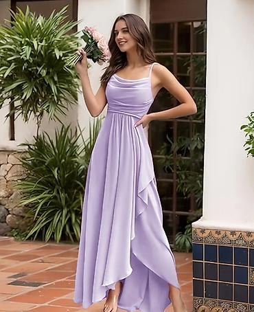 Zərif bənövşəyi rəngdə uzun ziyafət/nikah mərasimi donu. - Model