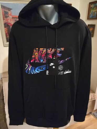 nike dukserice: Sweatshirt, 2XL (EU 56), Nike, color - Black, With a hood