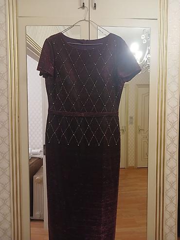 Ziyafət donları: 1) Bəzəkli yaxalı maxi don - Rəng: tünd bənövşəyi - Model: qolsuz — 24