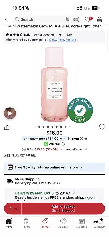 mon vape: Glow Recipe Watermelon Glow PHA + BHA Pore-Tight Toner (mini) - — 1