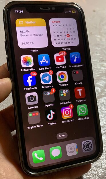 Apple iPhone: IPhone 11 Pro, 64 GB, Natural Titanium, Zəmanət, Simsiz şarj, Face ID