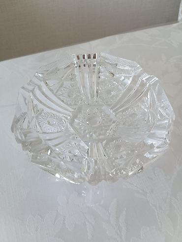 Kəsimli kristal (xrustal) şüşə kül qabı qabı - Material: ağır kristal
